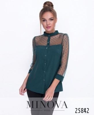 Блуза №1095-темно-зелений