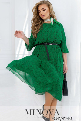 Платье №2448-зеленый-черный