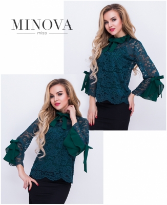 Блуза №4074-темно-зелений_minova_5