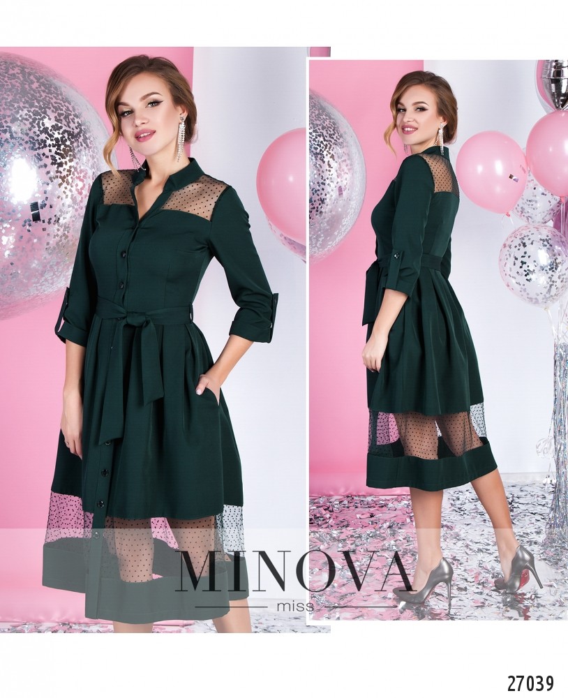 Платье №4095-темно-зеленый_minova_4