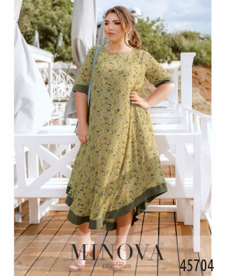 Платье №0165-олива-цветы