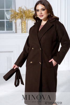 Пальто №2351-коричневий