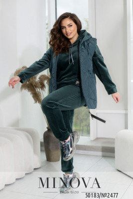Спортивний костюм 3-ка №2477-зелений