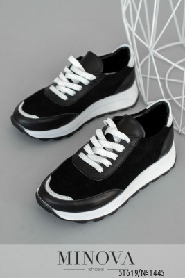 Кросівки №1445-чорна шкіра-чорна замша_minova_5