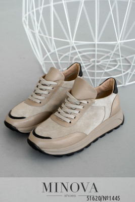 Кросівки №1445-капучино шкіра-капучино замша_minova_5