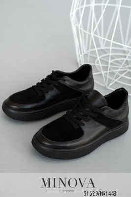 Кросівки №1443-чорна шкіра-чорна замша_minova_5