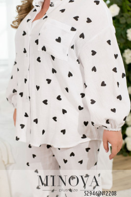 Піжамний костюм №2208-білий-чорний_minova_6
