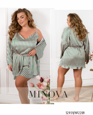 Домашній костюм 3-ка №2209-зелений-рожевий_minova_7