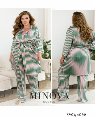 Домашній костюм 3-ка №2206-зелений-рожевий_minova_7