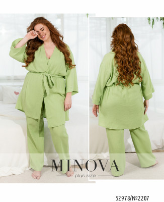 Домашній костюм 3-ка №2207-оливковий_minova_7