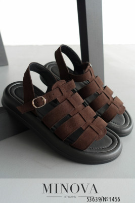 Босоніжки №1456-коричнева замша_minova_5