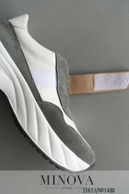 Кросівки №1480-сіра замша-біла шкіра_minova_6