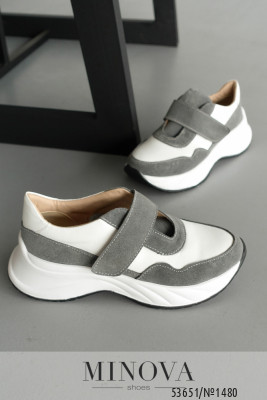 Кросівки №1480-сіра замша-біла шкіра_minova_5