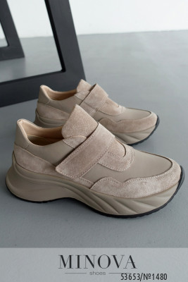 Кросівки №1480-капучино шкіра-капучино замша_minova_5