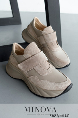 Кросівки №1480-капучино шкіра-капучино замша_minova_6
