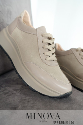 Кросівки №1444-капучино шкіра-капучино замша_minova_6