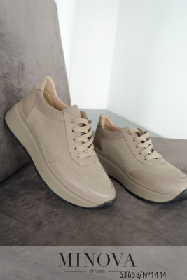 Кросівки №1444-капучино шкіра-капучино замша_minova_5