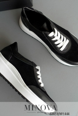 Кросівки №1444-чорна шкіра-чорна замша_minova_6