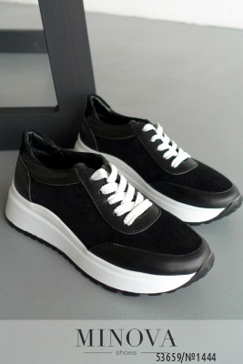 Кросівки №1444-чорна шкіра-чорна замша_minova_5
