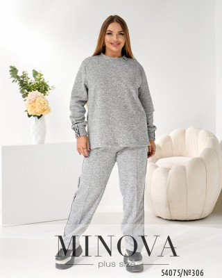 Костюм №306-сірий-чорний