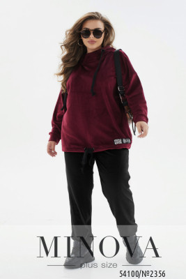 Спортивний костюм №2356-бордо-чорний