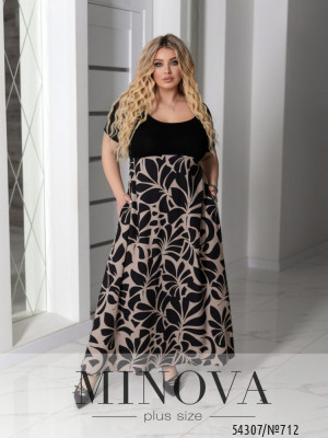 Сукня №712-чорний-бежевий