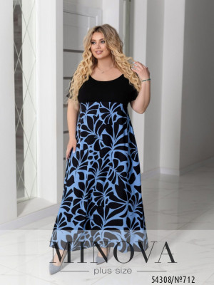 Сукня №712-чорний-блакитний